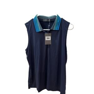 G/FORE, Women’s Navy Sleeveless Polo Golf Shirt, Size L, New With Tags
